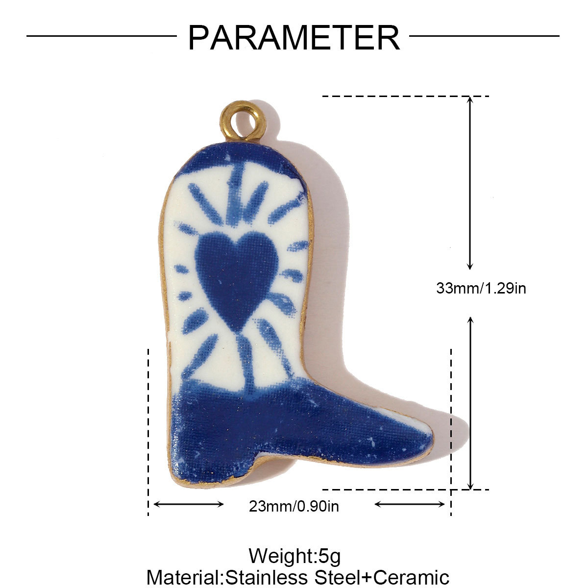 6pcs/pack Stainless Steel Colored Ceramic Boot Necklace Pendants Clover Rose Pear DIY Charms Women Flower Vase Heart Jewelry