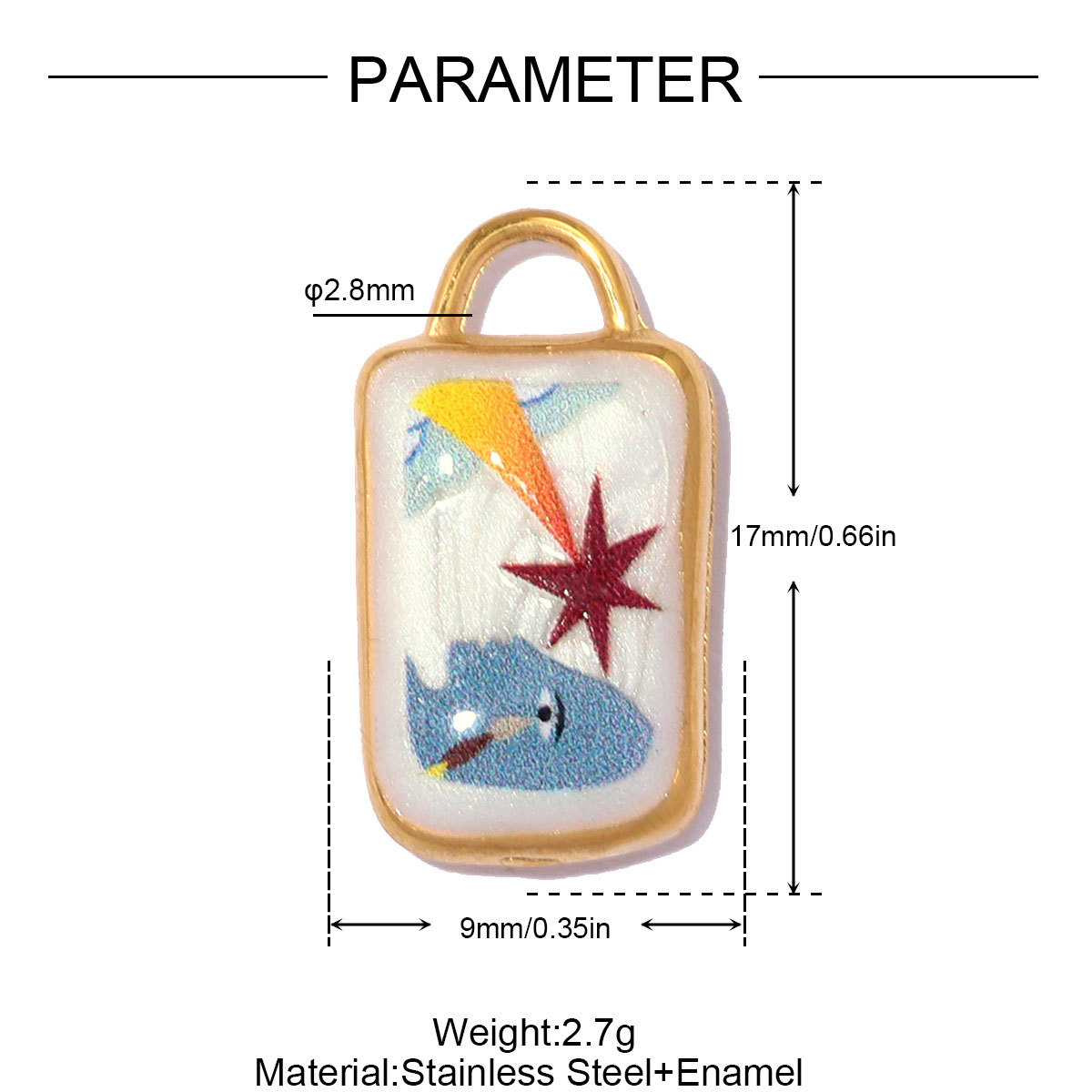 6pcs/pack Stainless Steel Colorful Luck Heart Star DIY Charms Elephant Bird Necklace Pendant Woman Quicksand Style Jewelry Wholesale