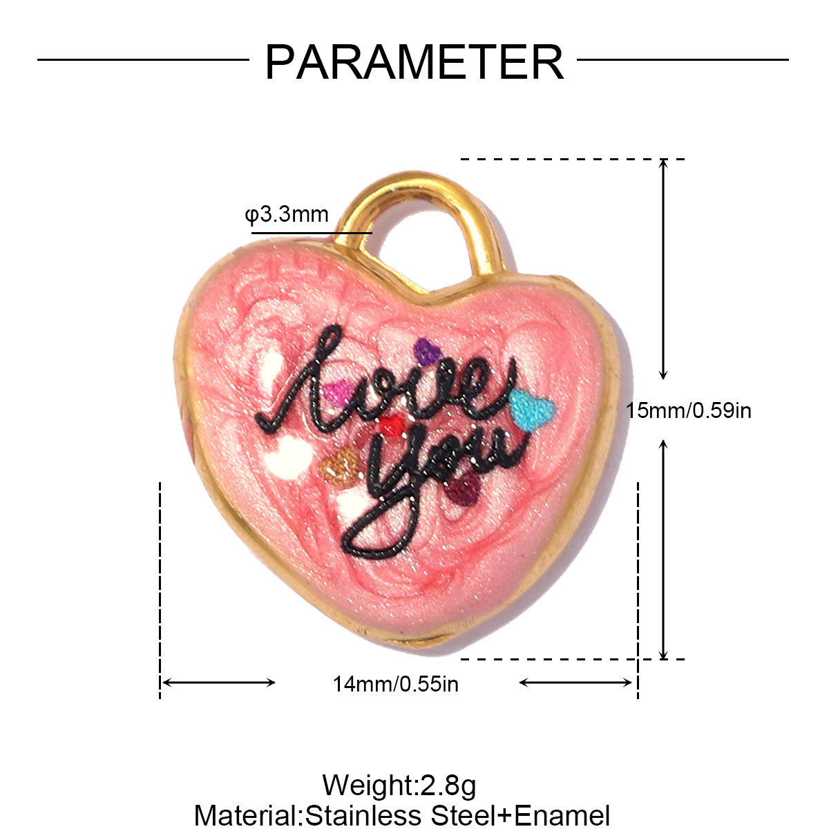6pcs/pack Stainless Steel Colorful Luck Heart Star DIY Charms Elephant Bird Necklace Pendant Woman Quicksand Style Jewelry Wholesale