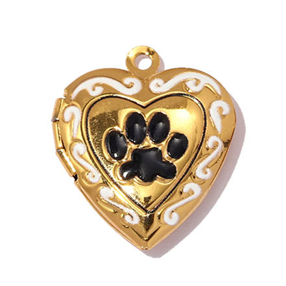 6pcs/pack Stainless Steel Colorful Cat Paw Locket Charms Love Mom Heart Picture Box Necklace Pendant Woman Mother's Gift Jewelry