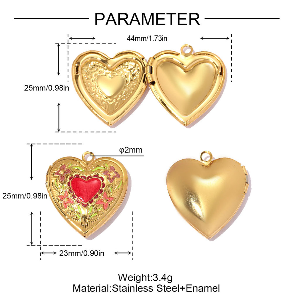 6pcs/pack Stainless Steel Colorful Cat Paw Locket Charms Love Mom Heart Picture Box Necklace Pendant Woman Mother's Gift Jewelry