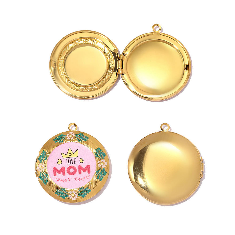 6pcs/pack Stainless Steel Colorful Cat Paw Locket Charms Love Mom Heart Picture Box Necklace Pendant Woman Mother's Gift Jewelry