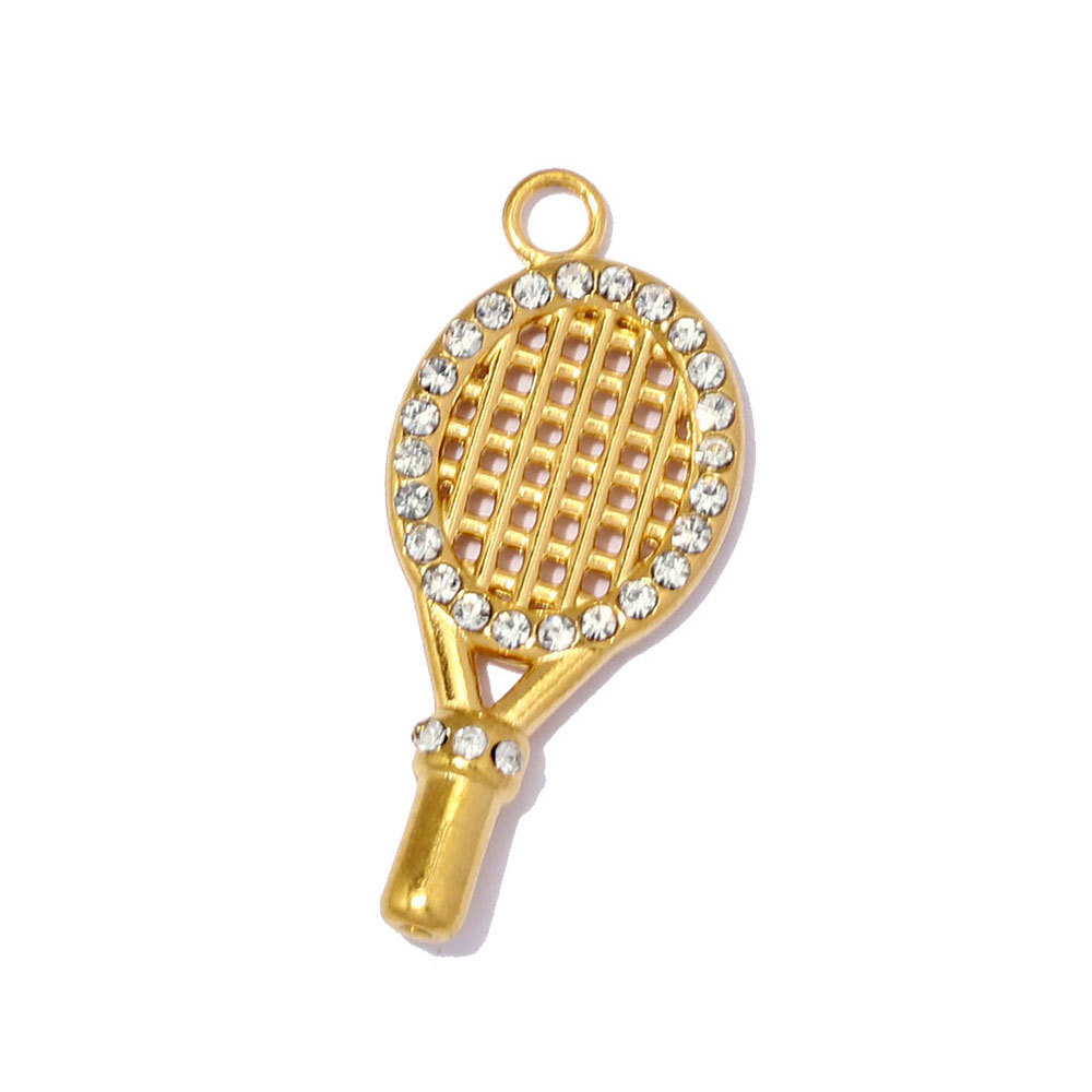 6pcs/pack Stainless Steel Star Tennis Racket DIY Charms Pineapple Papaya Fruit Necklace Pendant Woman Rocking Horse Jewelry