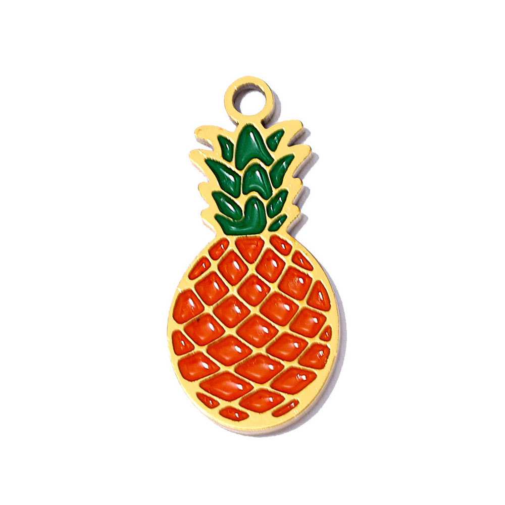 6pcs/pack Stainless Steel Star Tennis Racket DIY Charms Pineapple Papaya Fruit Necklace Pendant Woman Rocking Horse Jewelry