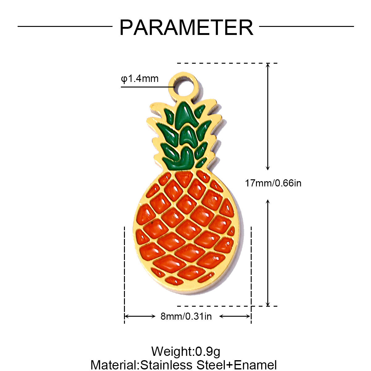 6pcs/pack Stainless Steel Star Tennis Racket DIY Charms Pineapple Papaya Fruit Necklace Pendant Woman Rocking Horse Jewelry