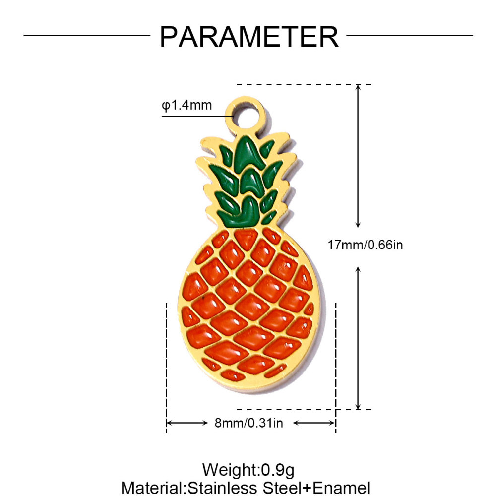 6pcs/pack Stainless Steel Star Tennis Racket DIY Charms Pineapple Papaya Fruit Necklace Pendant Woman Rocking Horse Jewelry