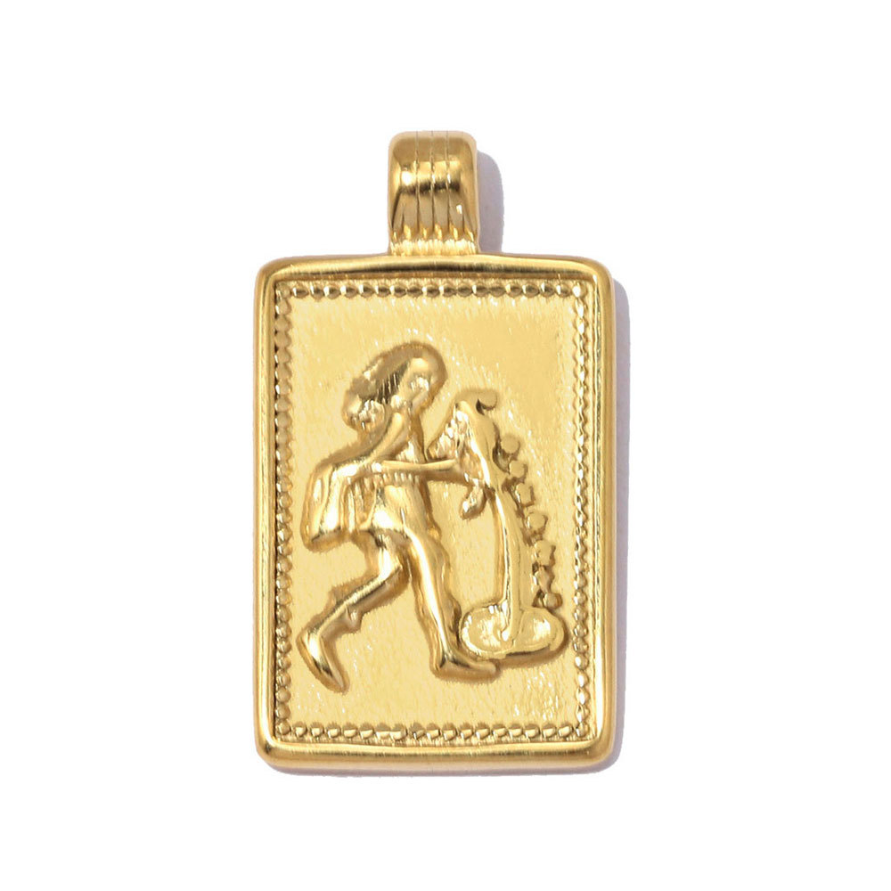 6pcs/pack Fashion Stainless Steel Zodiac Necklace Pendants Square Aquarius Leo DIY Charms Woman Star Sign Jewelry Wholesale