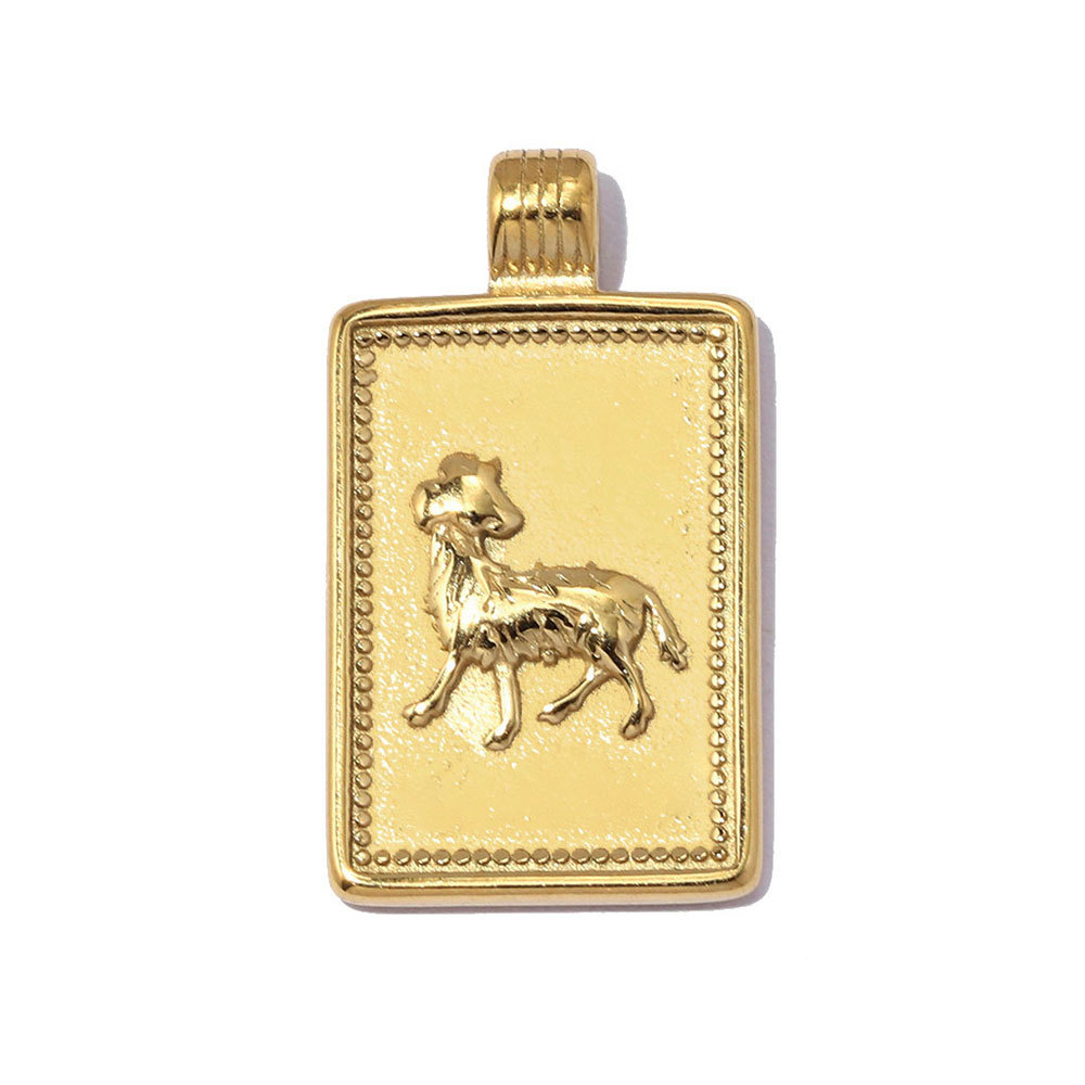 6pcs/pack Fashion Stainless Steel Zodiac Necklace Pendants Square Aquarius Leo DIY Charms Woman Star Sign Jewelry Wholesale