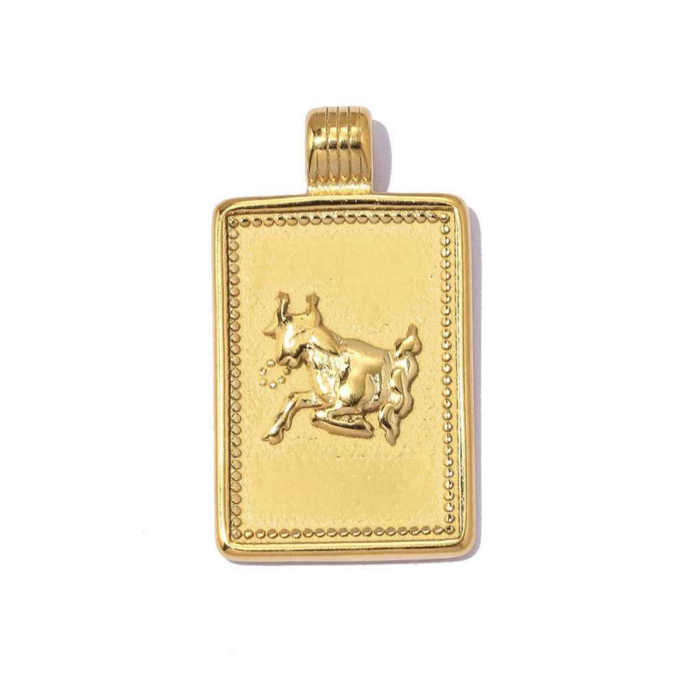 6pcs/pack Fashion Stainless Steel Zodiac Necklace Pendants Square Aquarius Leo DIY Charms Woman Star Sign Jewelry Wholesale
