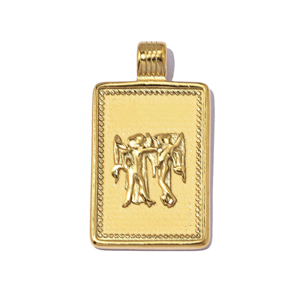 6pcs/pack Fashion Stainless Steel Zodiac Necklace Pendants Square Aquarius Leo DIY Charms Woman Star Sign Jewelry Wholesale