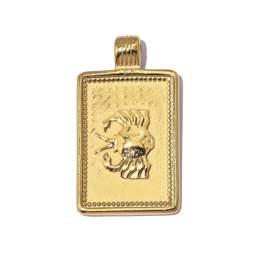 6pcs/pack Fashion Stainless Steel Zodiac Necklace Pendants Square Aquarius Leo DIY Charms Woman Star Sign Jewelry Wholesale