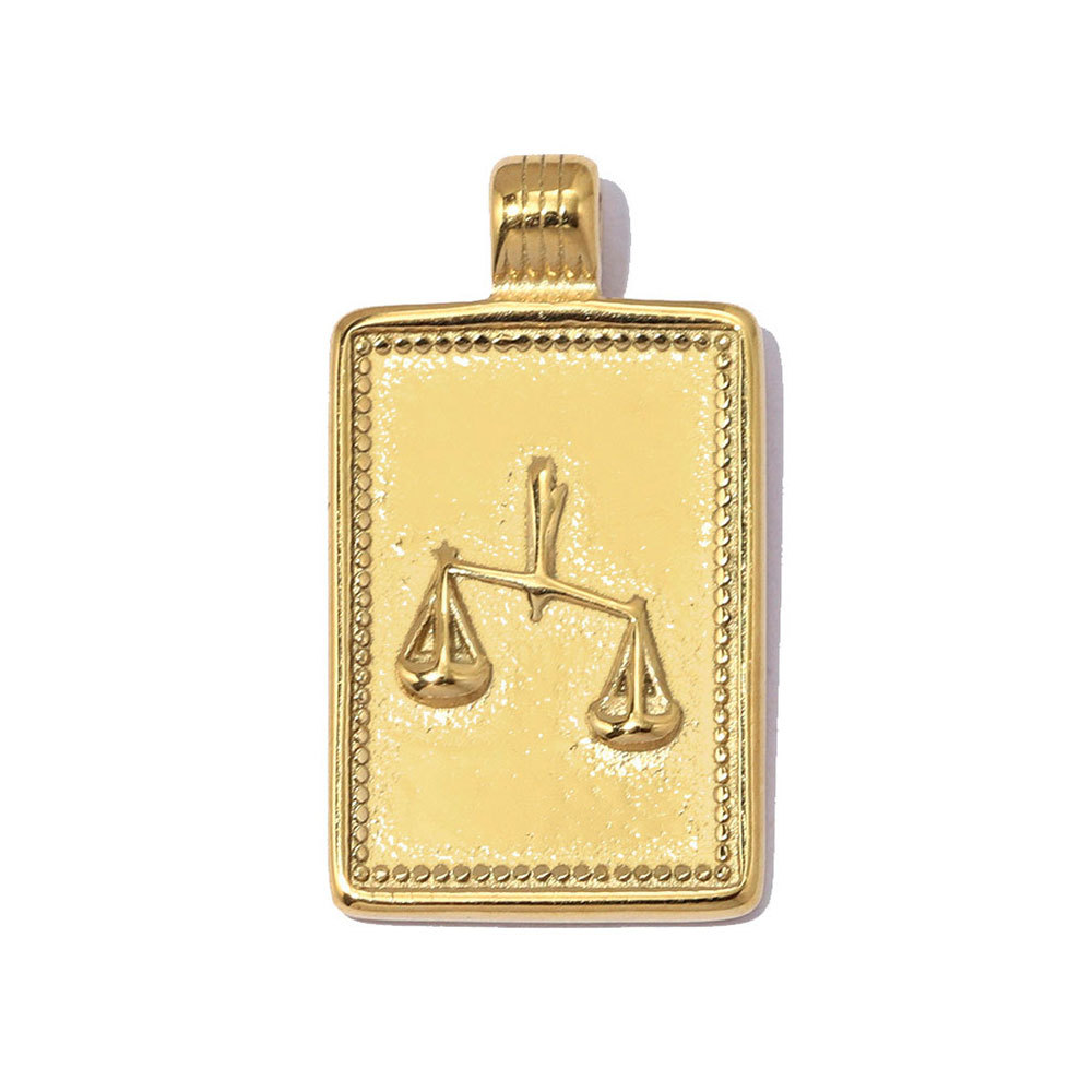 6pcs/pack Fashion Stainless Steel Zodiac Necklace Pendants Square Aquarius Leo DIY Charms Woman Star Sign Jewelry Wholesale