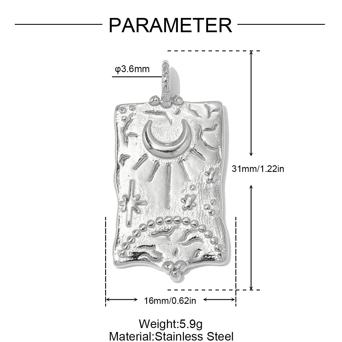 6pcs/pack Fashion Stainless Steel Cross Heart DIY Charms Sunset Star Necklace Pendant Woman Crescent Moon Jewelry Wholesale