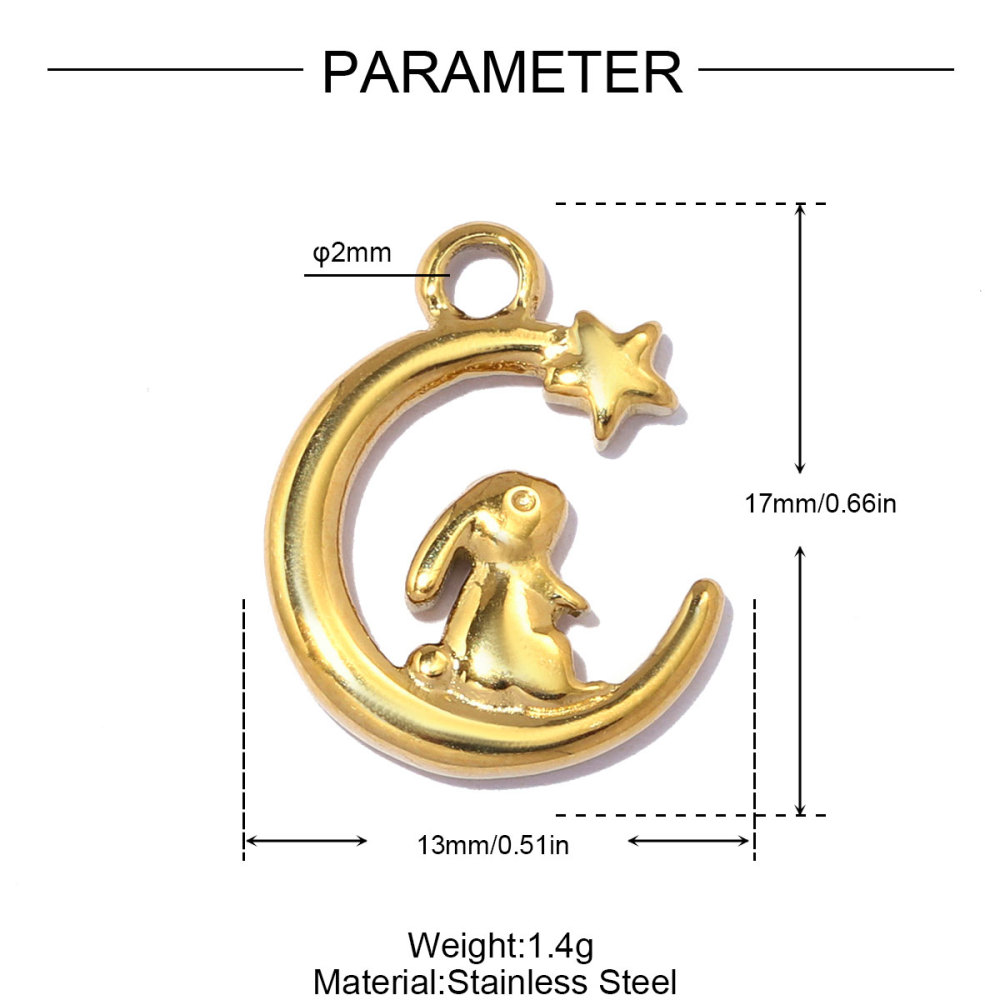 6pcs/pack Stainless Steel Shell Star Rose DIY Charms Coffee Cup Heart Necklace Pendant Woman Rabbit Moon Star Jewelry Wholesale