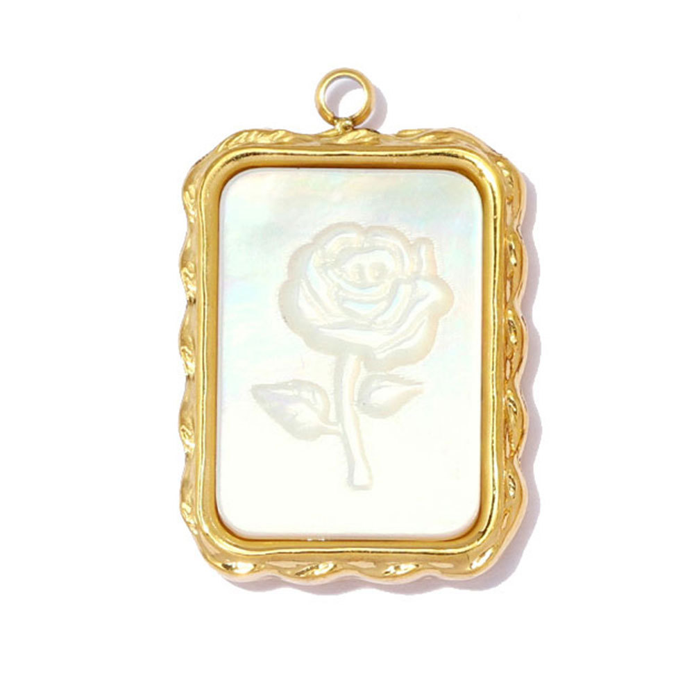 6pcs/pack Stainless Steel Shell Star Rose DIY Charms Coffee Cup Heart Necklace Pendant Woman Rabbit Moon Star Jewelry Wholesale