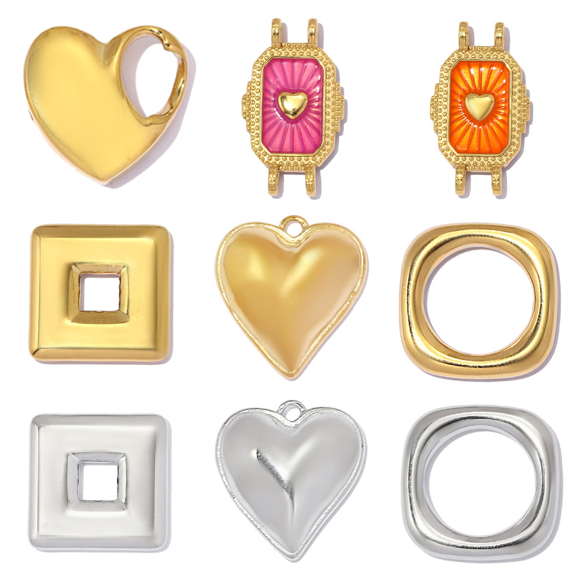6pcs/pack Stainless Steel Shell Star Rose DIY Charms Coffee Cup Heart Necklace Pendant Woman Rabbit Moon Star Jewelry Wholesale