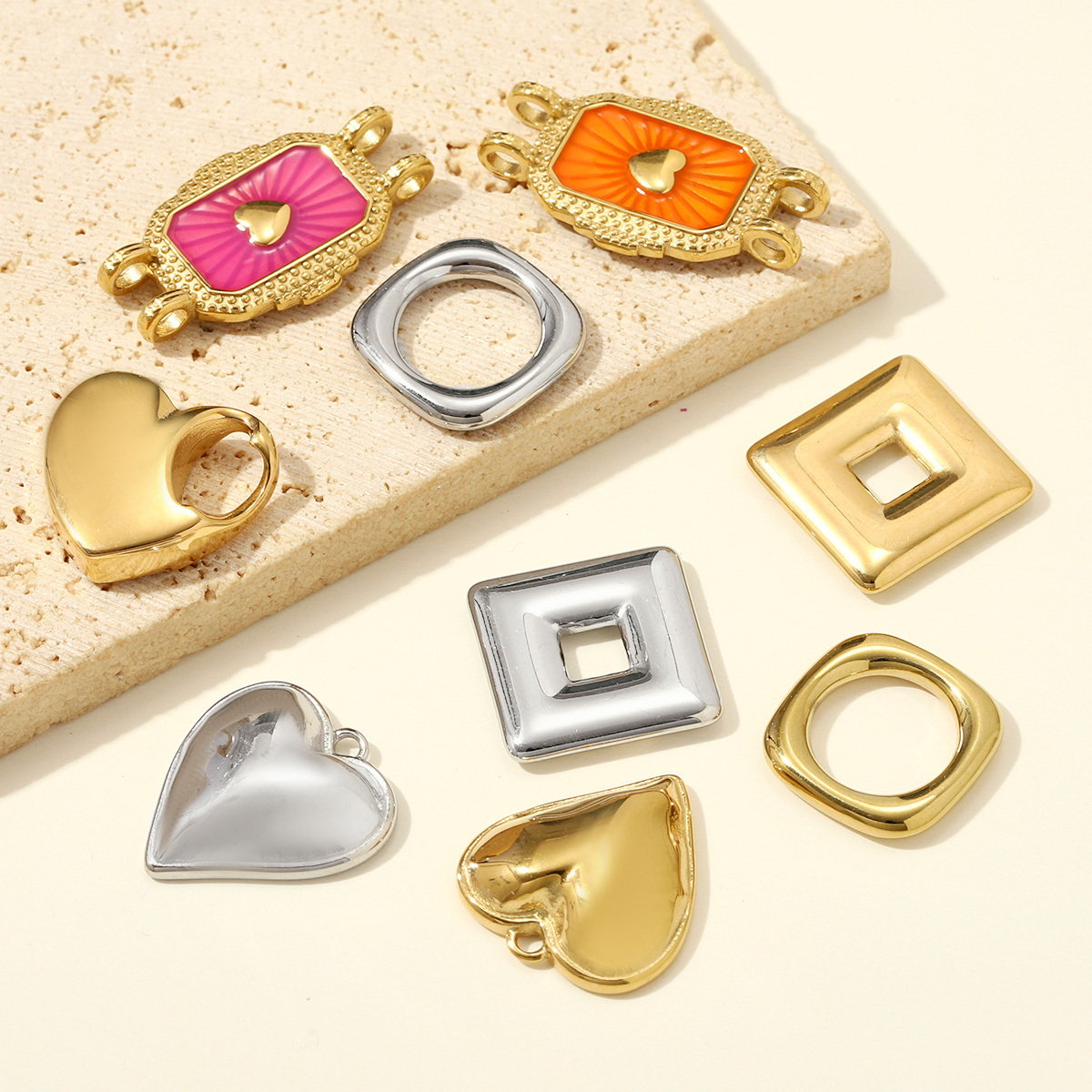 6pcs/pack Stainless Steel Shell Star Rose DIY Charms Coffee Cup Heart Necklace Pendant Woman Rabbit Moon Star Jewelry Wholesale