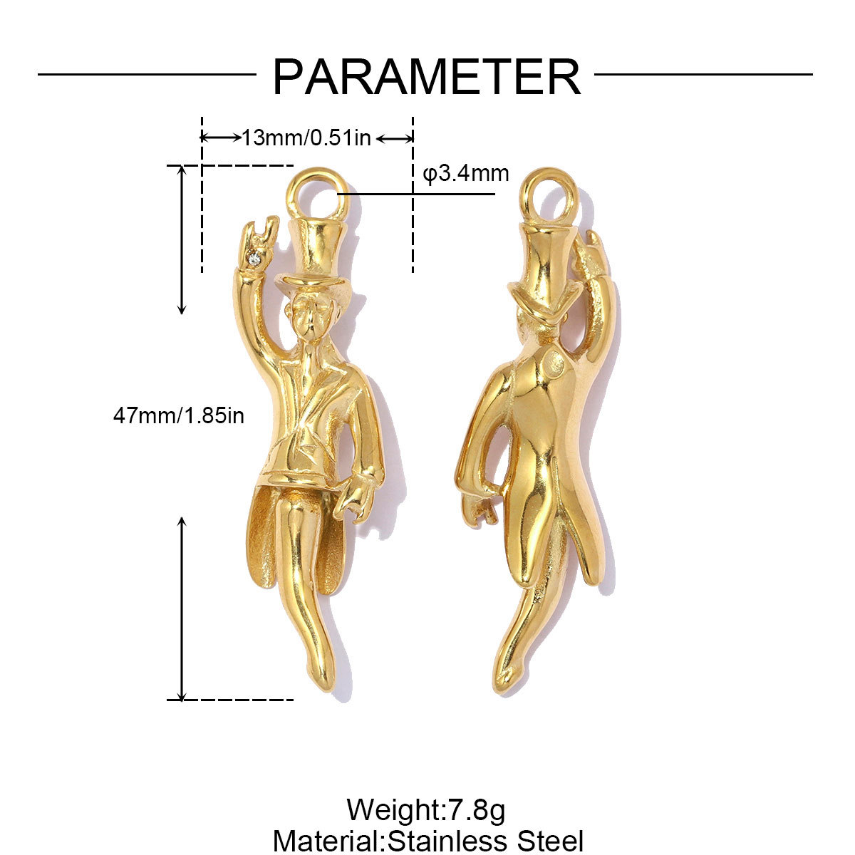 6pcs/pack Stainless Steel Enamel Headset DIY Earring Charm Magician Heart Necklace Pendant Woman Zircon Cross Jewelry Wholesale
