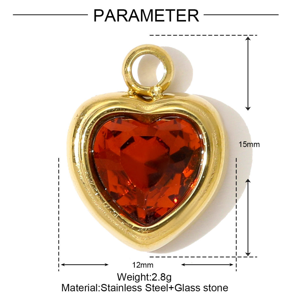 6pcs/pack Mirror Polish Stainless Steel Heart Angel Wing Necklace Pendant Rhinestone Heart Flower DIY Charm Women Geometric Jewelry