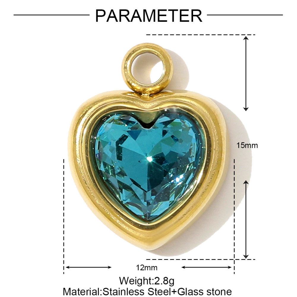 6pcs/pack Mirror Polish Stainless Steel Heart Angel Wing Necklace Pendant Rhinestone Heart Flower DIY Charm Women Geometric Jewelry