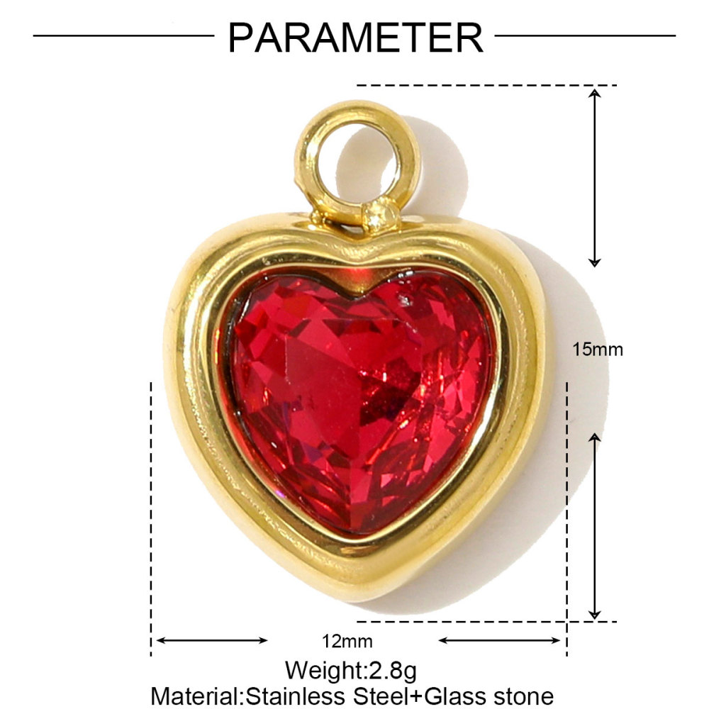 6pcs/pack Mirror Polish Stainless Steel Heart Angel Wing Necklace Pendant Rhinestone Heart Flower DIY Charm Women Geometric Jewelry