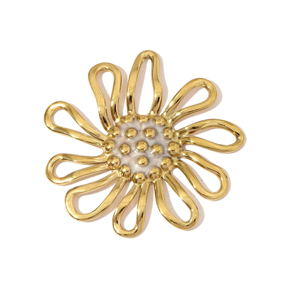 6pcs/pack Stainless Steel Hollow Daisy Necklace Pendants Big Size Flower DIY Earring Charms Women Never Fade Enamel Jewelry