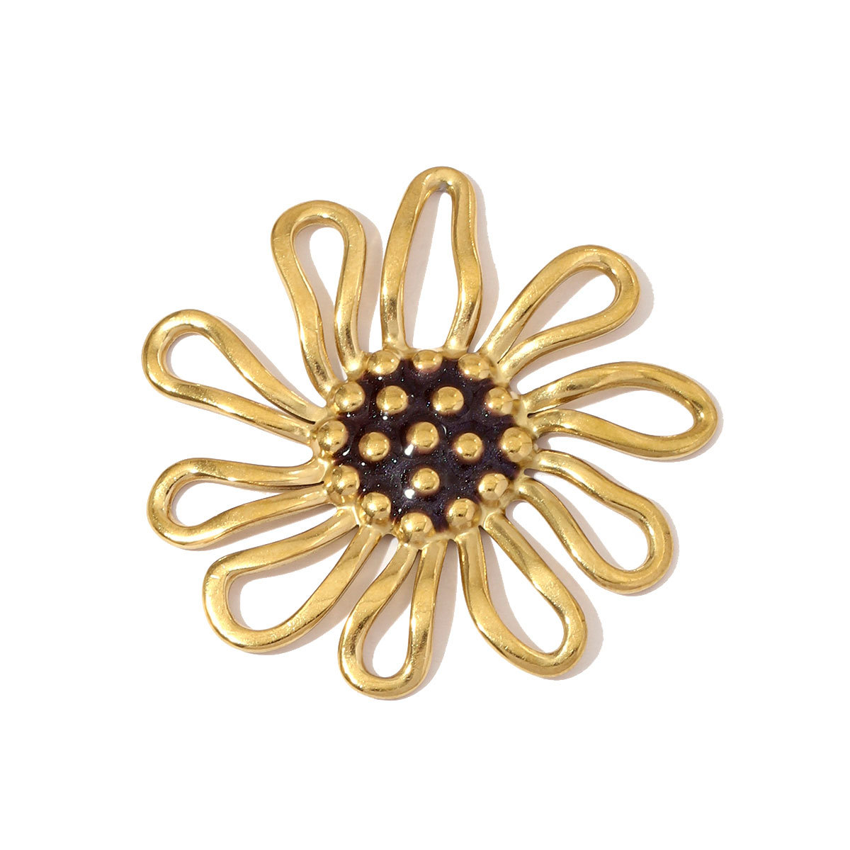 6pcs/pack Stainless Steel Hollow Daisy Necklace Pendants Big Size Flower DIY Earring Charms Women Never Fade Enamel Jewelry
