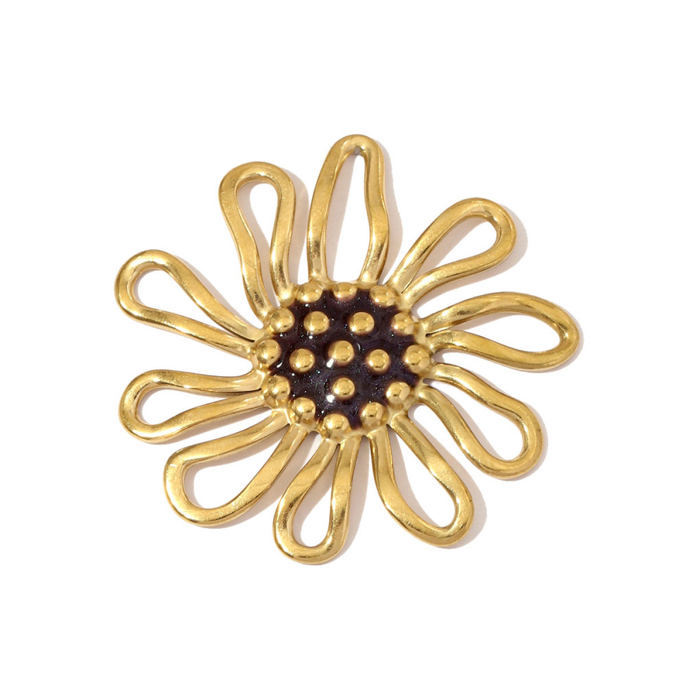 6pcs/pack Stainless Steel Hollow Daisy Necklace Pendants Big Size Flower DIY Earring Charms Women Never Fade Enamel Jewelry