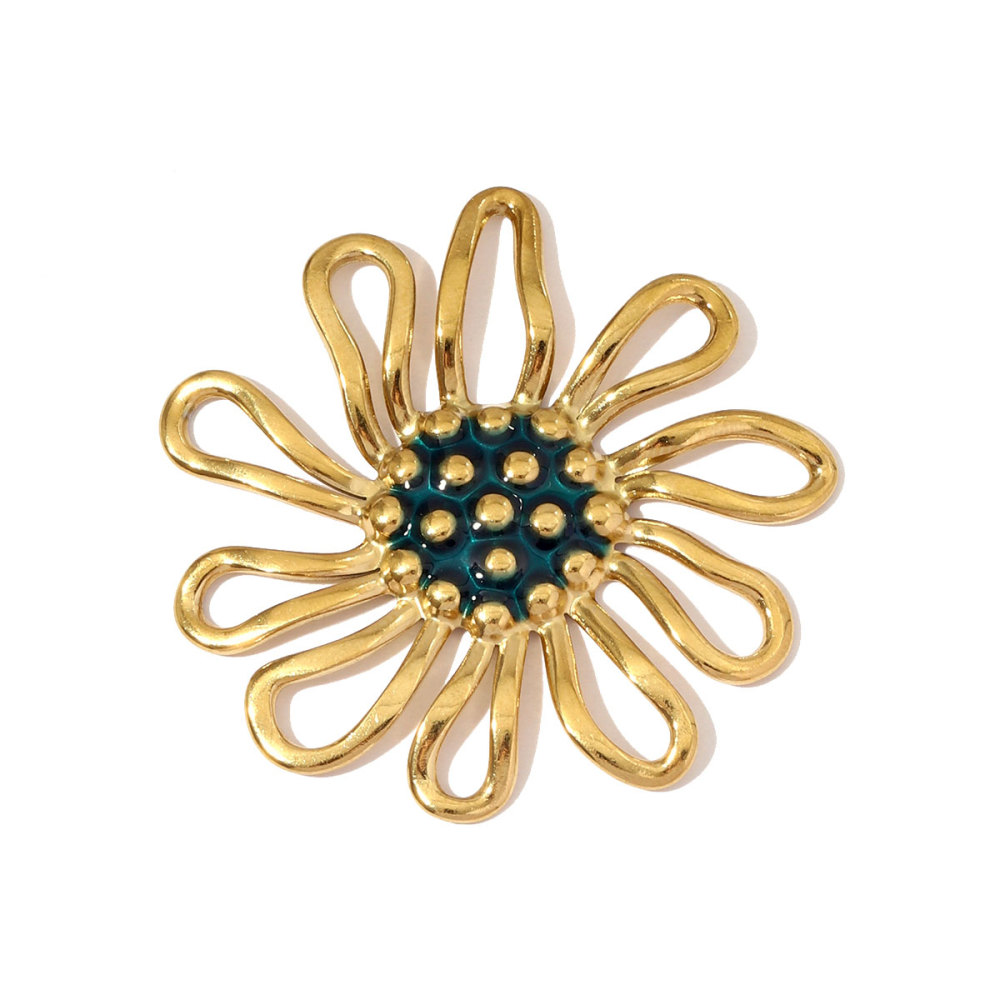 6pcs/pack Stainless Steel Hollow Daisy Necklace Pendants Big Size Flower DIY Earring Charms Women Never Fade Enamel Jewelry