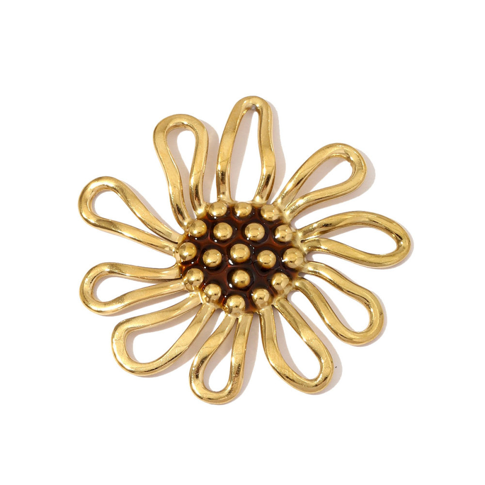6pcs/pack Stainless Steel Hollow Daisy Necklace Pendants Big Size Flower DIY Earring Charms Women Never Fade Enamel Jewelry