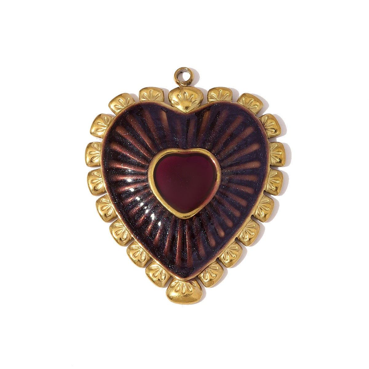 6pcs/pack Retro Big Stainless Steel Enamel Heart Necklace Pendants Rhinestone Cross DIY Earring Charms Women Pineapple Jewelry