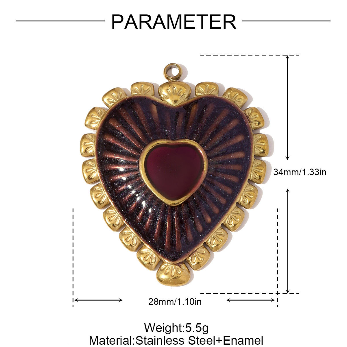 6pcs/pack Retro Big Stainless Steel Enamel Heart Necklace Pendants Rhinestone Cross DIY Earring Charms Women Pineapple Jewelry