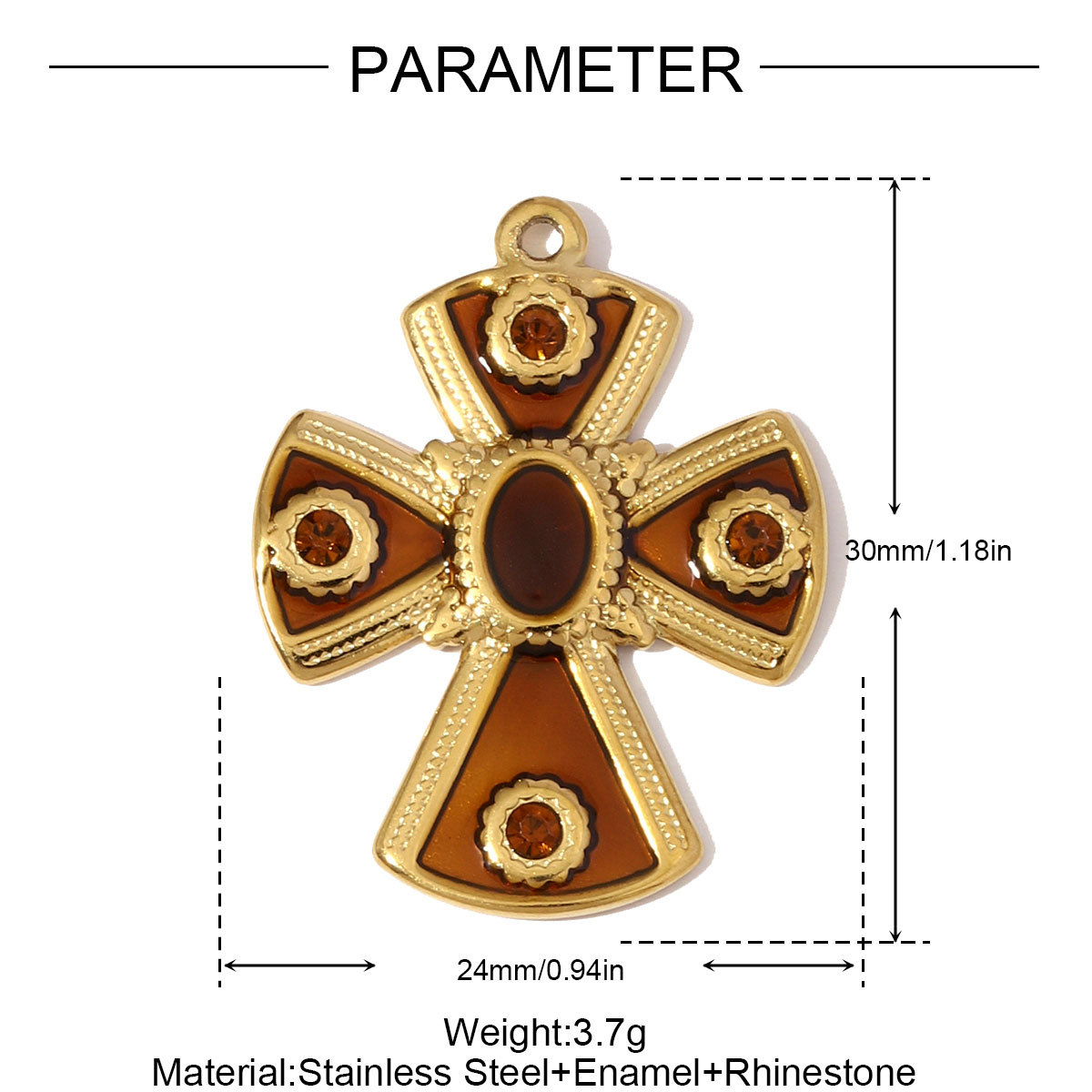 6pcs/pack Retro Big Stainless Steel Enamel Heart Necklace Pendants Rhinestone Cross DIY Earring Charms Women Pineapple Jewelry