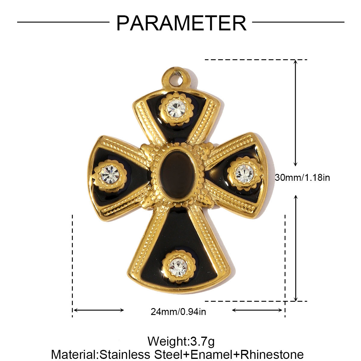 6pcs/pack Retro Big Stainless Steel Enamel Heart Necklace Pendants Rhinestone Cross DIY Earring Charms Women Pineapple Jewelry