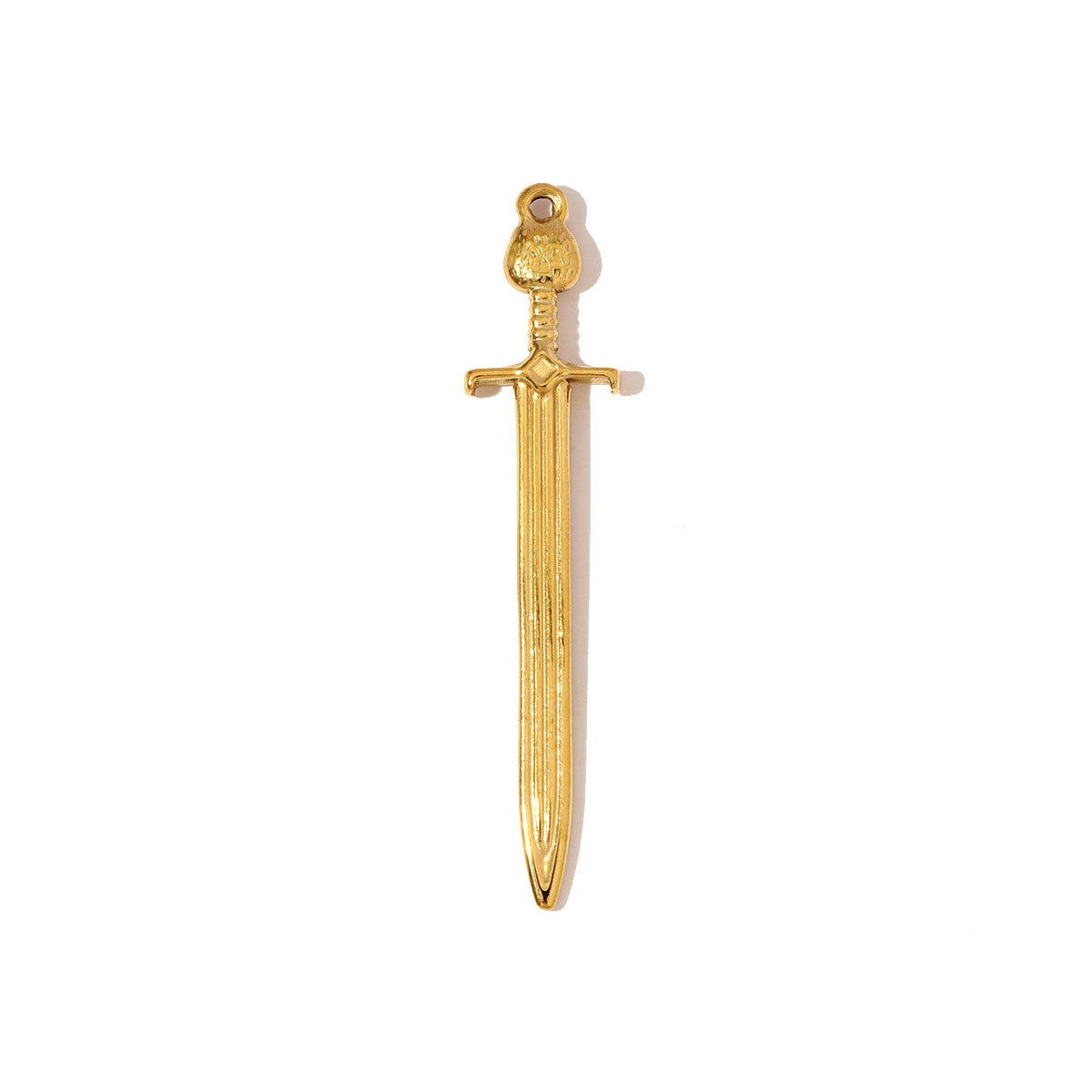6pcs/pack Large Stainless Steel Sword Necklace Pendants Natural Stone Wing Cross DIY Charms Women Gold Never Fade Jewelry