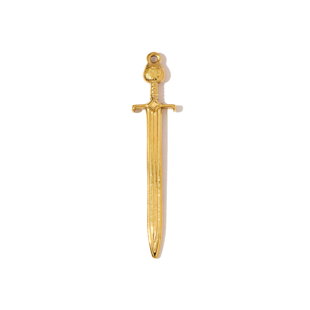 6pcs/pack Large Stainless Steel Sword Necklace Pendants Natural Stone Wing Cross DIY Charms Women Gold Never Fade Jewelry
