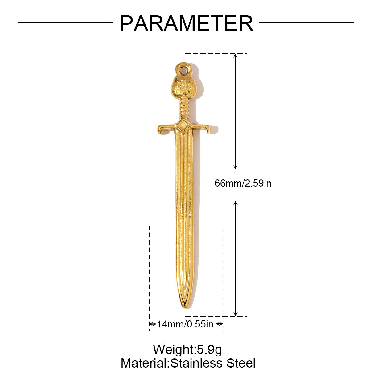 6pcs/pack Large Stainless Steel Sword Necklace Pendants Natural Stone Wing Cross DIY Charms Women Gold Never Fade Jewelry