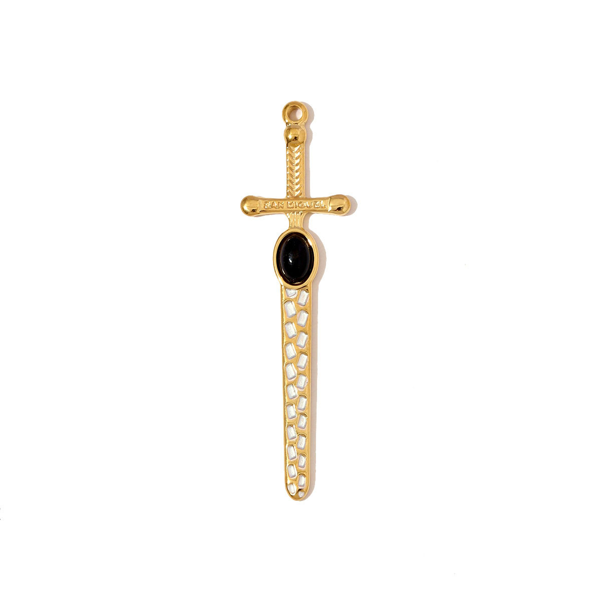 6pcs/pack Large Stainless Steel Sword Necklace Pendants Natural Stone Wing Cross DIY Charms Women Gold Never Fade Jewelry