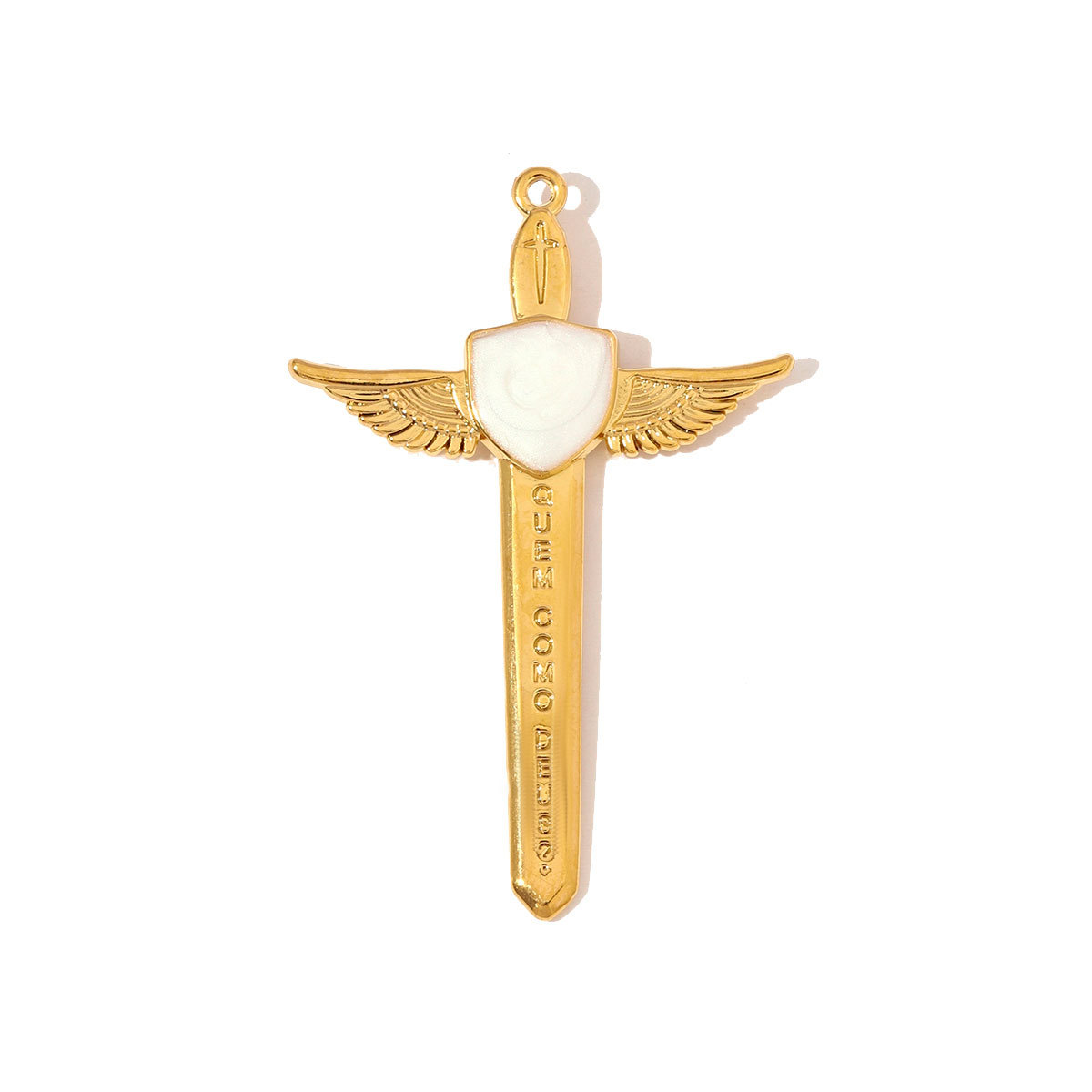 6pcs/pack Large Stainless Steel Sword Necklace Pendants Natural Stone Wing Cross DIY Charms Women Gold Never Fade Jewelry