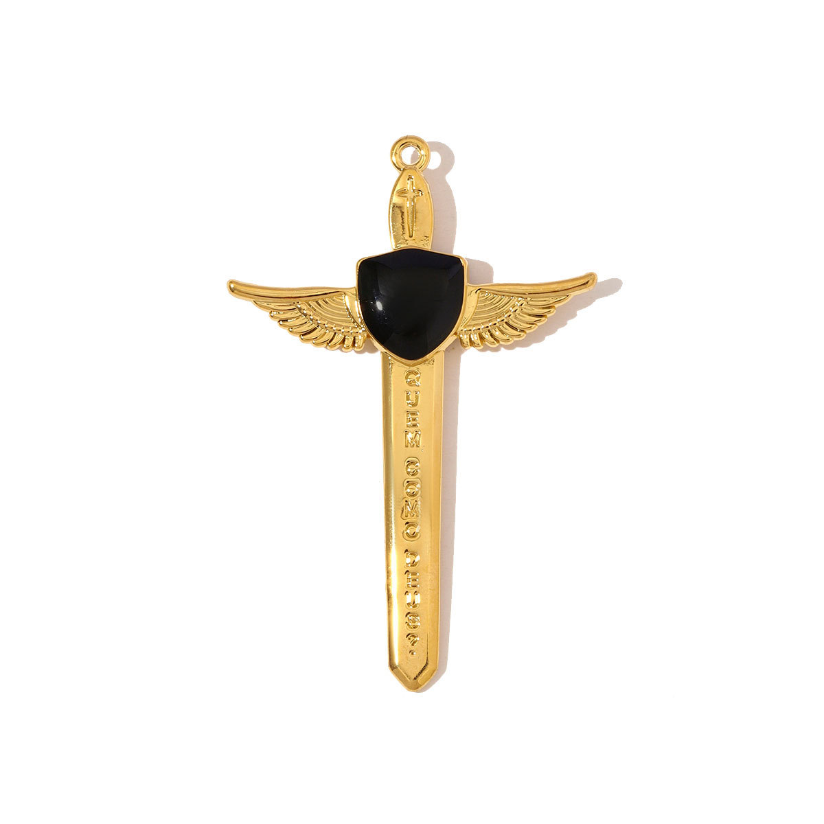 6pcs/pack Large Stainless Steel Sword Necklace Pendants Natural Stone Wing Cross DIY Charms Women Gold Never Fade Jewelry