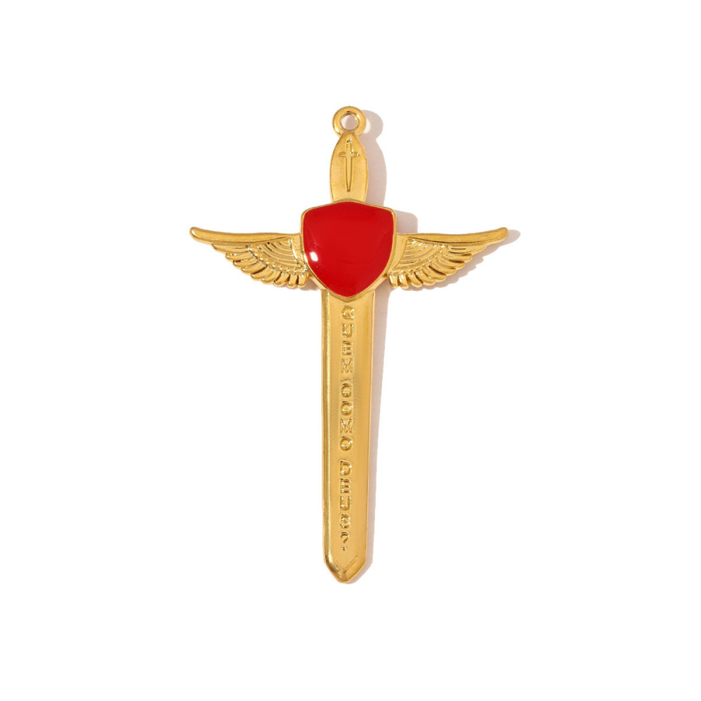 6pcs/pack Large Stainless Steel Sword Necklace Pendants Natural Stone Wing Cross DIY Charms Women Gold Never Fade Jewelry