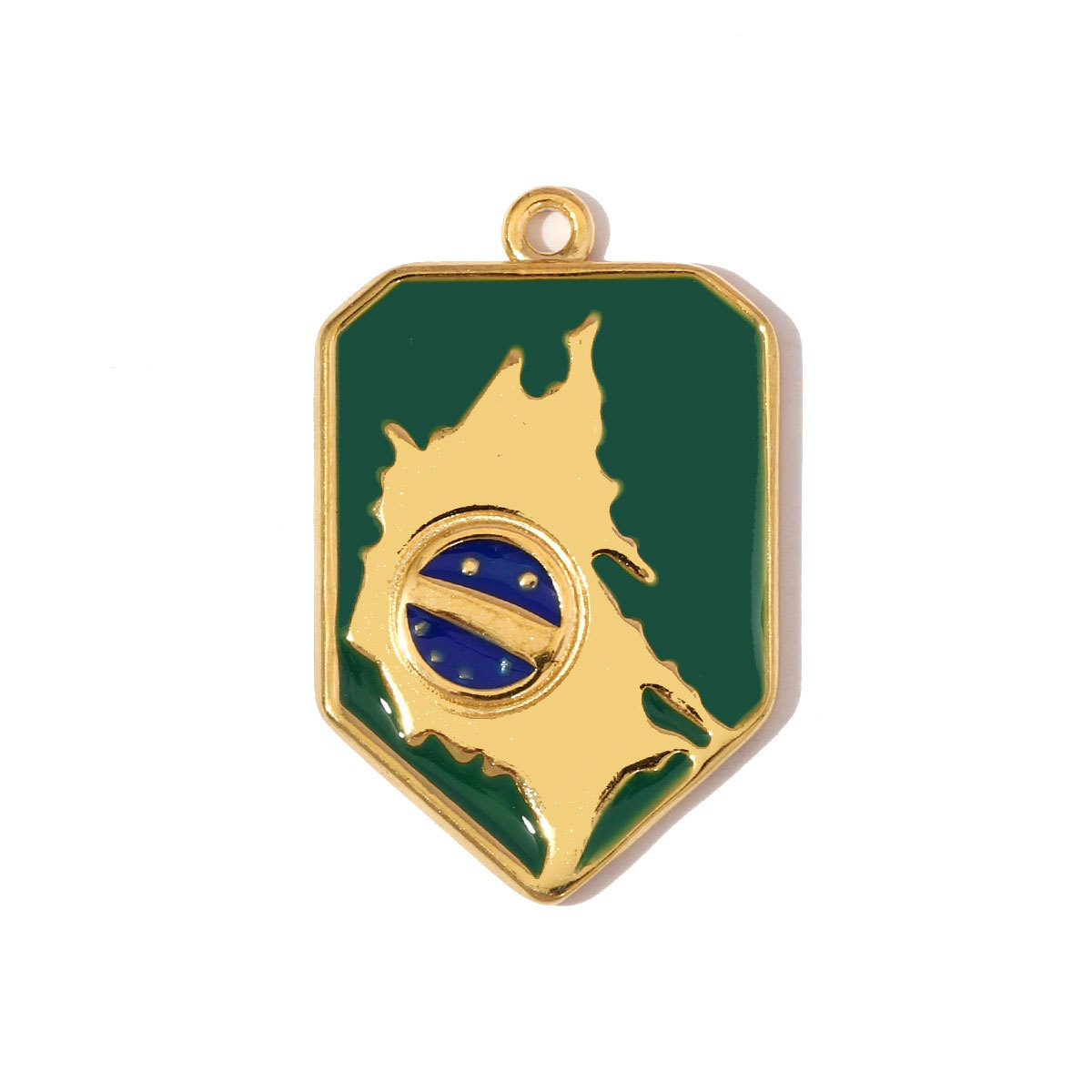 6pcs/pack Stainless Steel Enamel Map of Brazil Pendants Cross American flag DIY Earring Charms Women Gold Never Fade Jewelry