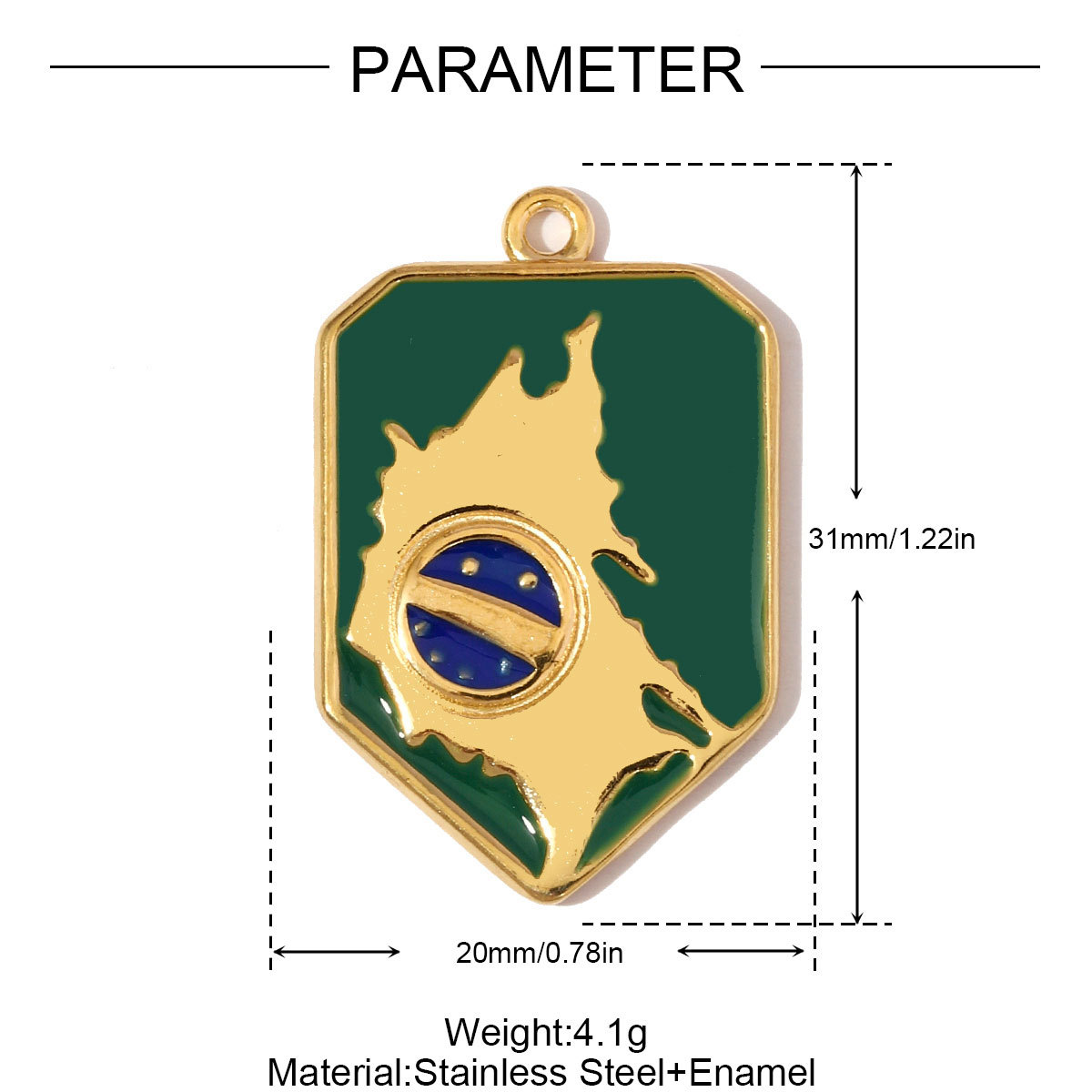 6pcs/pack Stainless Steel Enamel Map of Brazil Pendants Cross American flag DIY Earring Charms Women Gold Never Fade Jewelry