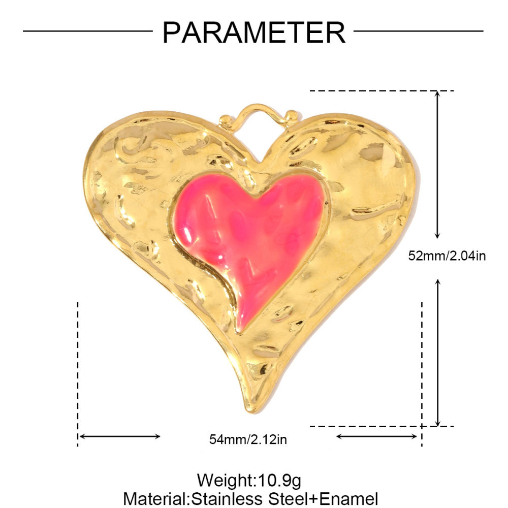 6pcs/pack French Retro Stainless Steel Enamel Big Love Heart Pendants Sun DIY Earring Charms Women Gold Never Fade Jewelry
