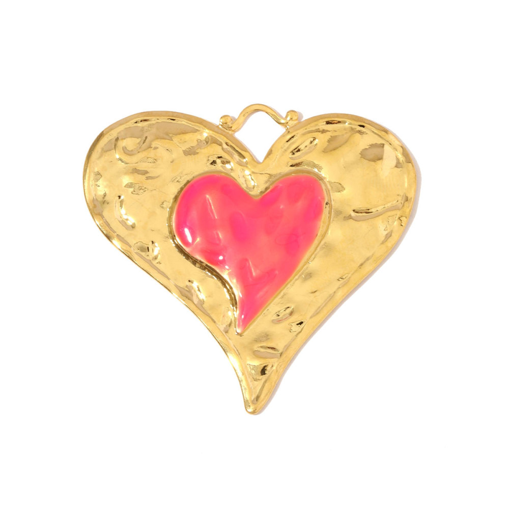6pcs/pack French Retro Stainless Steel Enamel Big Love Heart Pendants Sun DIY Earring Charms Women Gold Never Fade Jewelry