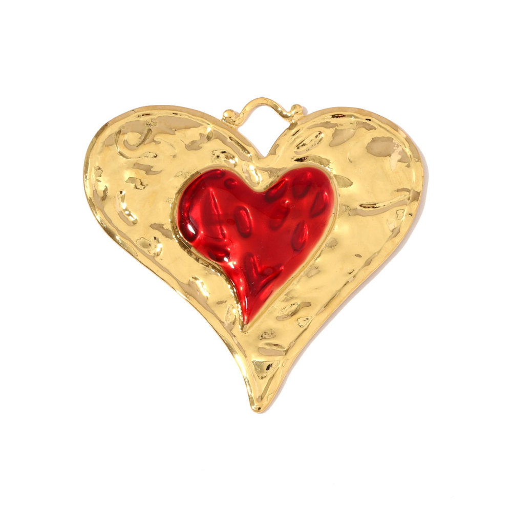 6pcs/pack French Retro Stainless Steel Enamel Big Love Heart Pendants Sun DIY Earring Charms Women Gold Never Fade Jewelry