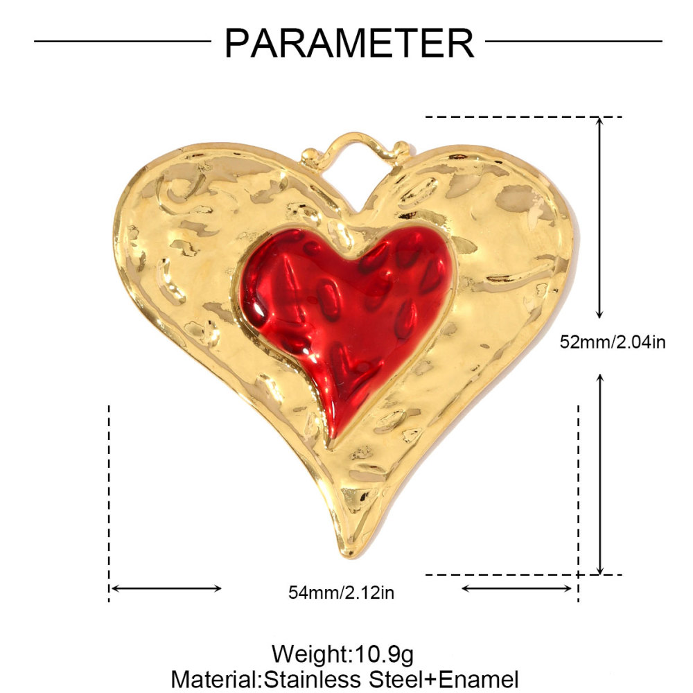 6pcs/pack French Retro Stainless Steel Enamel Big Love Heart Pendants Sun DIY Earring Charms Women Gold Never Fade Jewelry