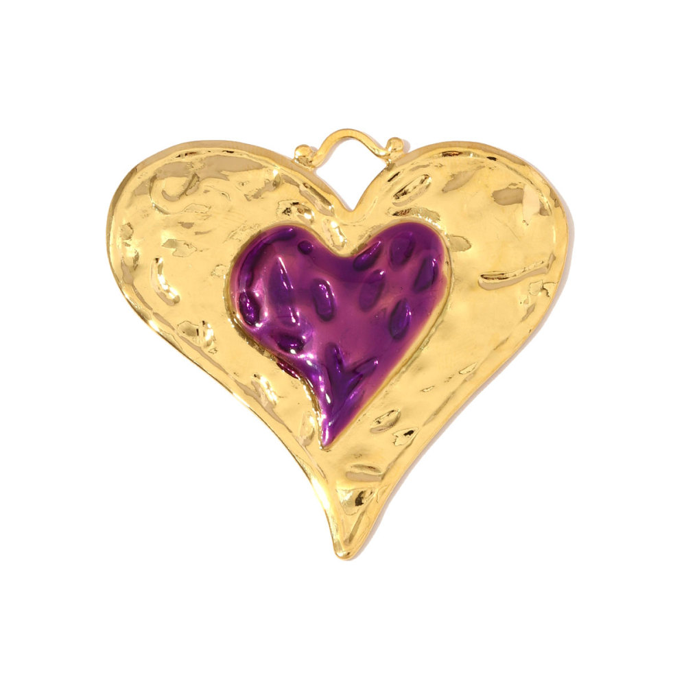6pcs/pack French Retro Stainless Steel Enamel Big Love Heart Pendants Sun DIY Earring Charms Women Gold Never Fade Jewelry