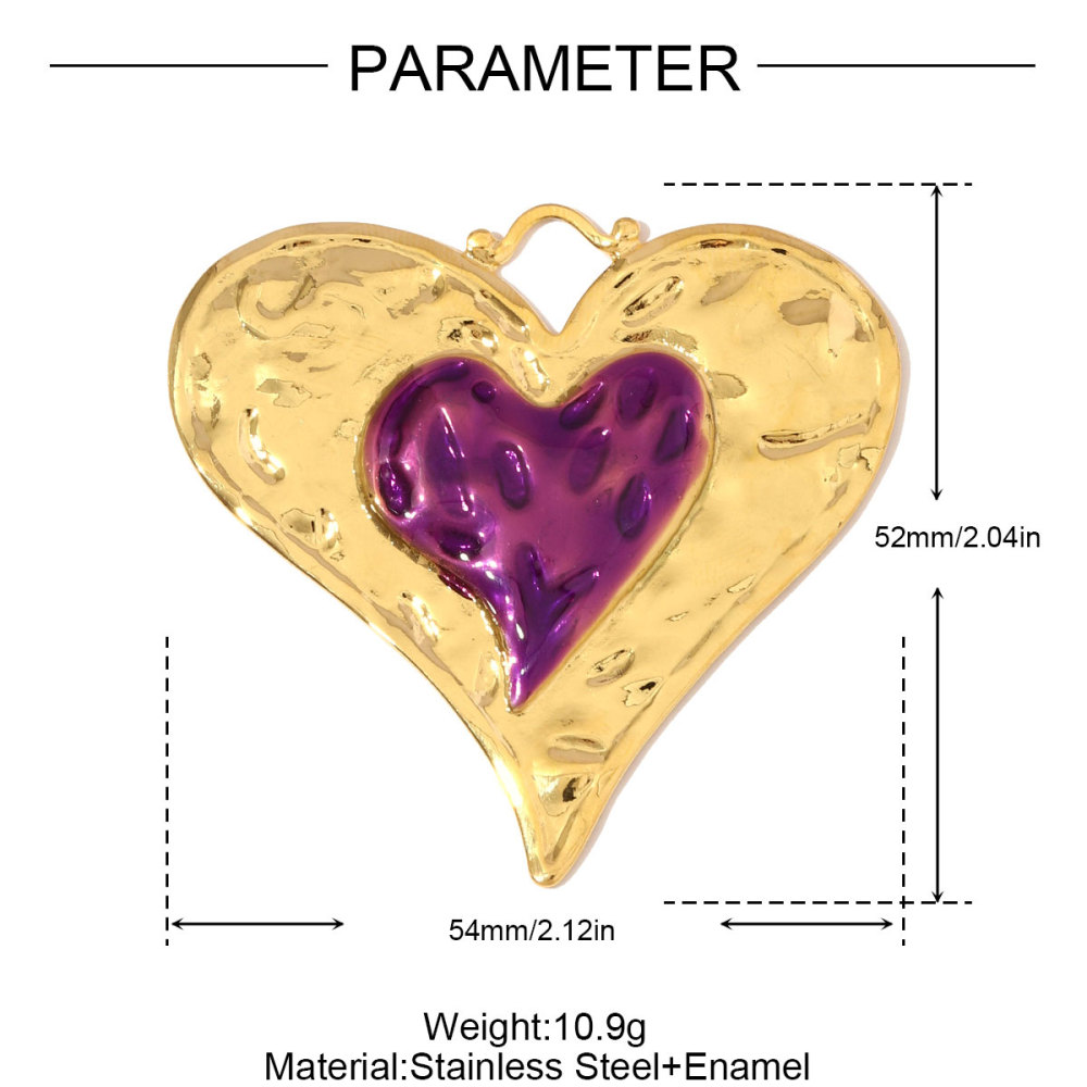 6pcs/pack French Retro Stainless Steel Enamel Big Love Heart Pendants Sun DIY Earring Charms Women Gold Never Fade Jewelry