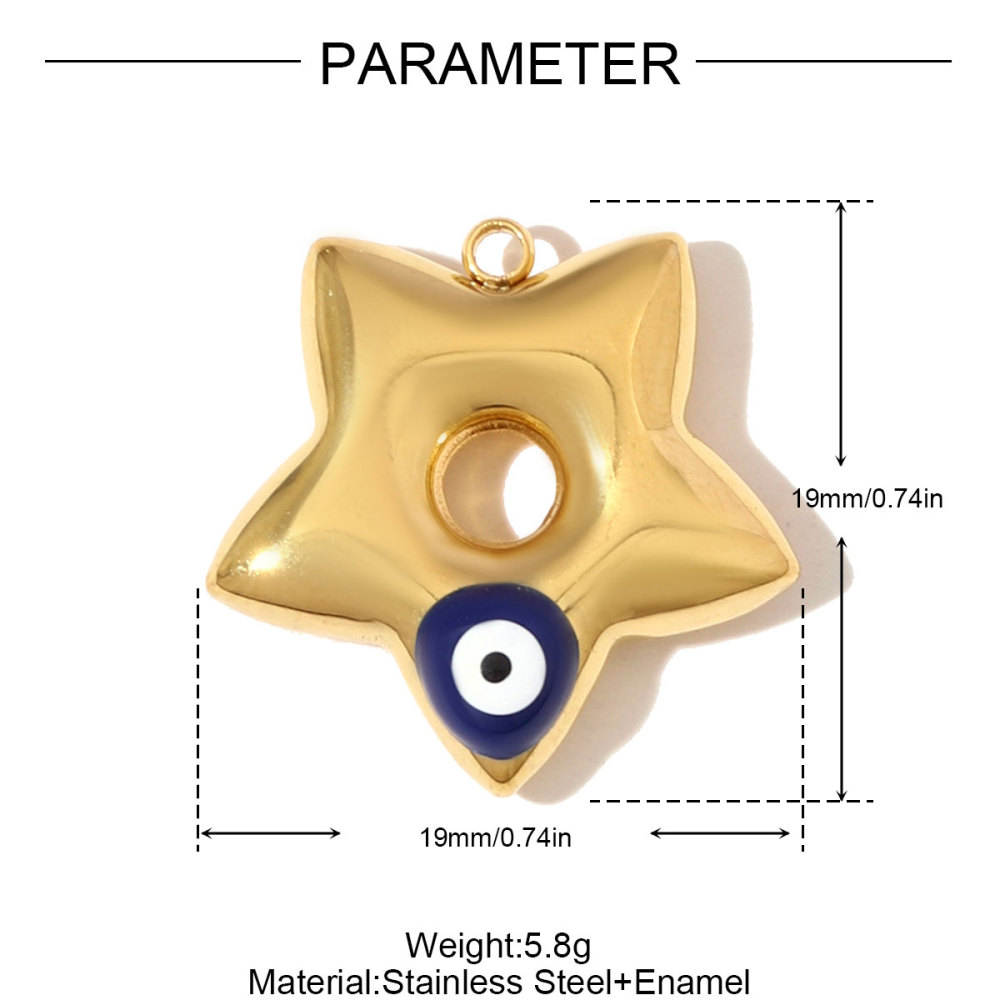 6pcs/pack Fashion Stainless Steel Enamel Lotus Eye Pendants Geometric Star Heart DIY Earring Charms Women Leopard Print Jewelry